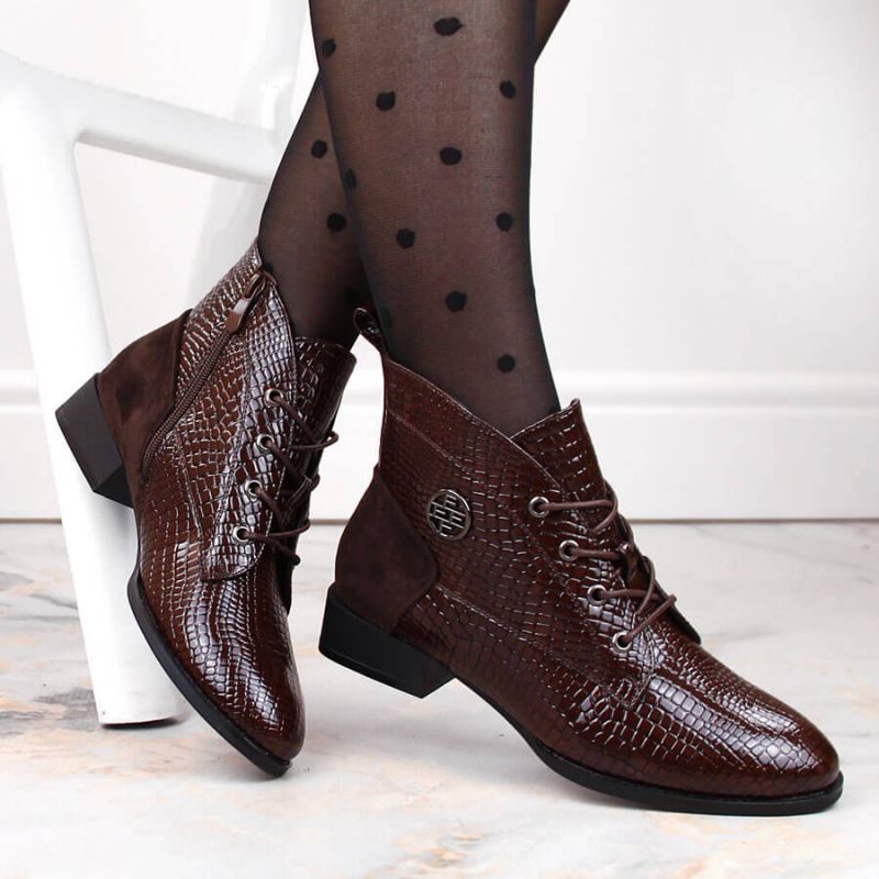 Filippo Stivali patent leather ankle with insulated crocodile skin
