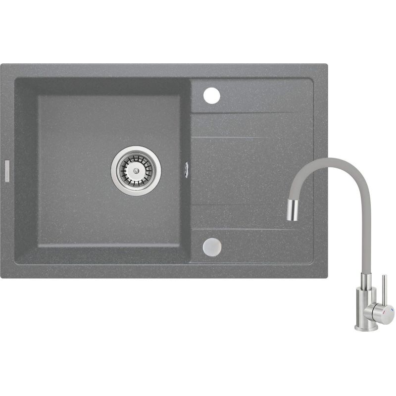 Granite sink with a single-bowl tap and drainer