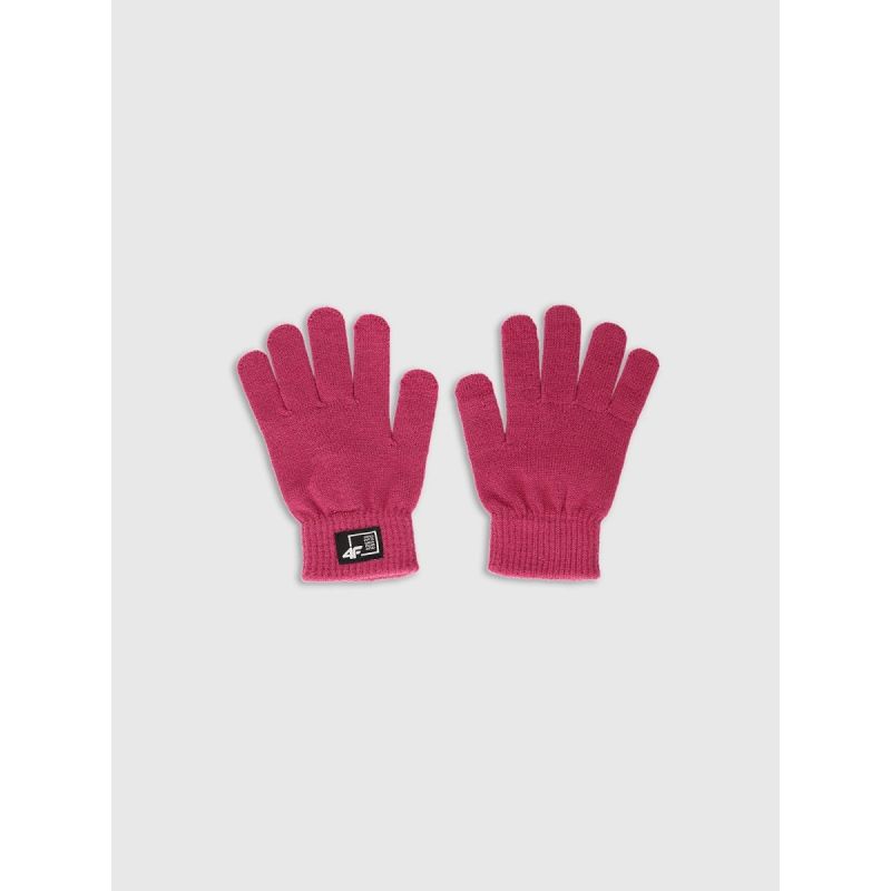 Children's knitted gloves with viscose 4F 4FJRAW25AGLOU146-53S