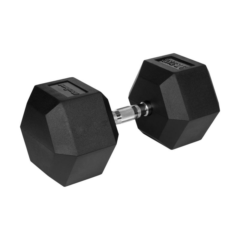 Rubber-coated cast iron HEX dumbbell, 37.5 kg REBEL ACTIVE