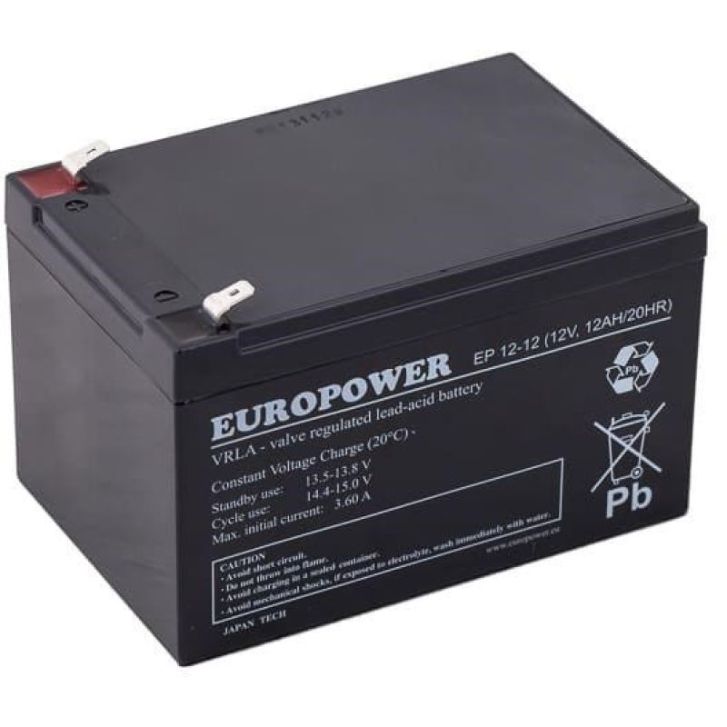 EUROPOWER EP Series AGM Battery 12V 12Ah (Lifespan 6-9 years)