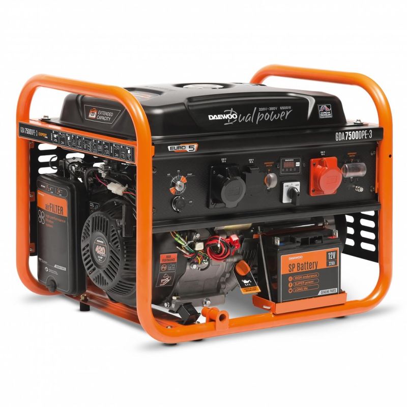 Daewoo GDA 7500DPE-3 Generator 6000 W 30 l Petrol Orange, Black