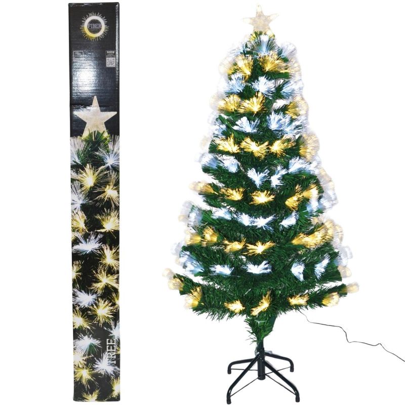 DECORATIVE FIBER OPTIC CHRISTMAS TREE WARM COOL WHITE 120CM