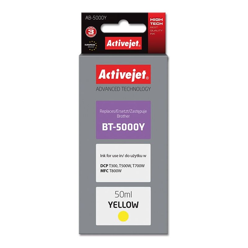 Activejet AB-5000Y Ink Bottle (replacement for Brother BT-5000Y; Supreme; 50 ml; 5000 pages, yellow)