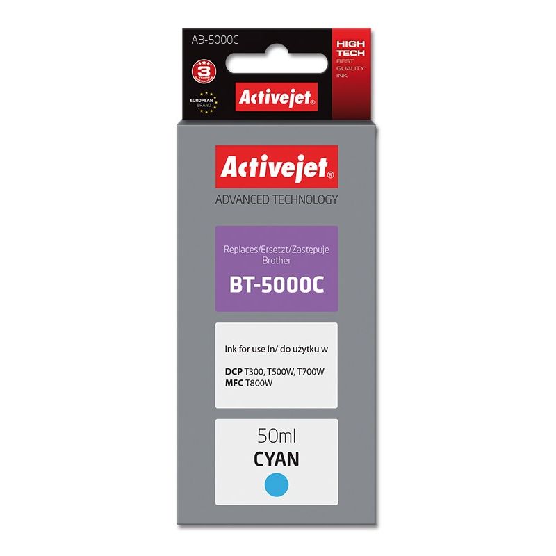 Activejet AB-5000C Ink Bottle (Brother BT-5000C replacement; Supreme; 50 ml; 5000 pages, blue)