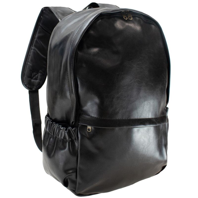 BLACK ECO-LEATHER BACKPACK SEMI LINE