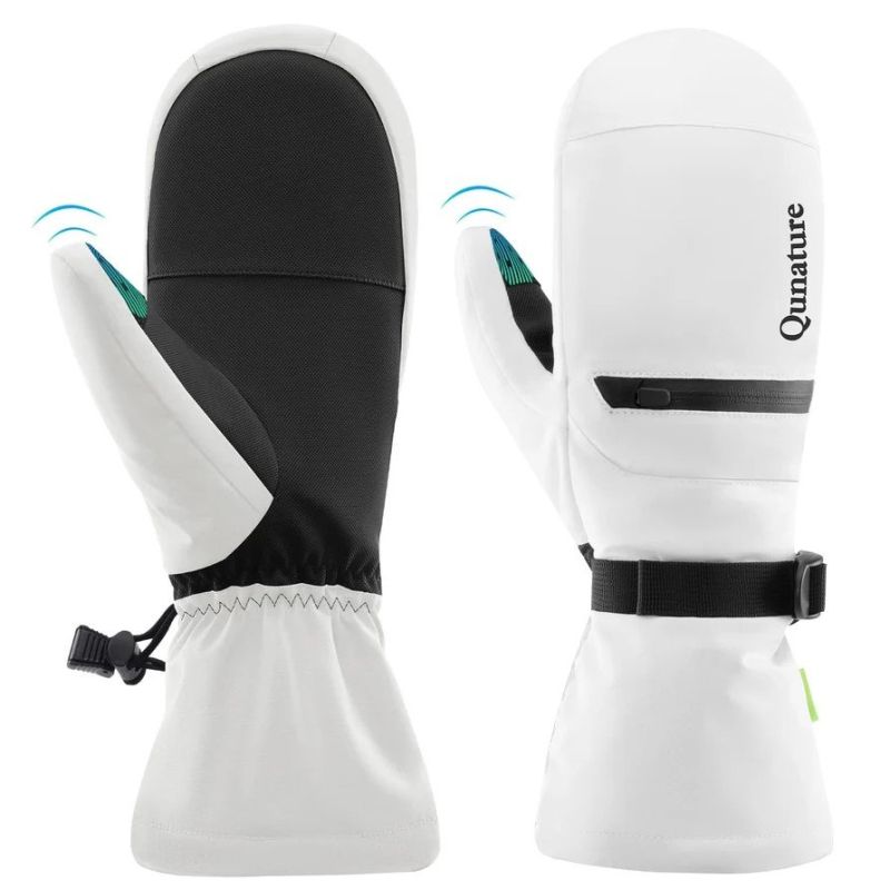 Qunature Ski Gloves 014-S345, White, Size M