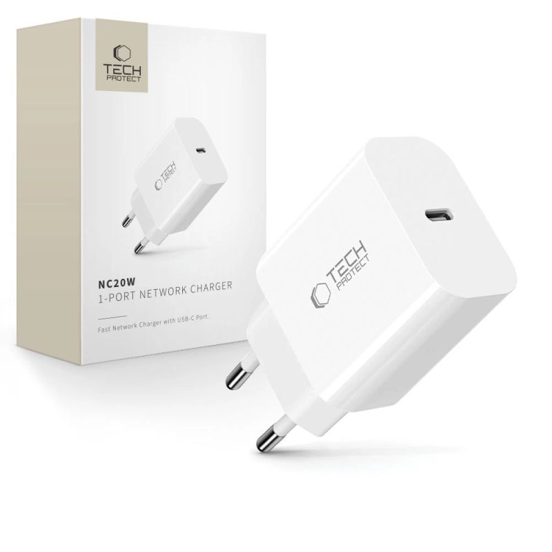 Tech-Protect NC20W wall charger USB-C port - white