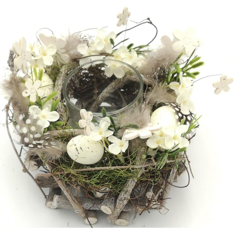 DECORATIVE FEATHER CANDLE HOLDER 16cm for TEA LIGHT