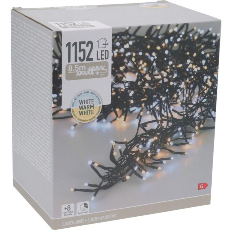 CHRISTMAS TREE LIGHTS LIGHT CHAIN 1152 LED TIMER COOL AND WARM WHITE