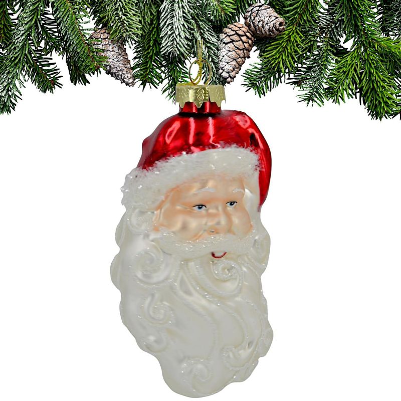 MOULDED GLASS SANTA CLAUS BAUBLE 14 CM SASKA GIFT & DECOR