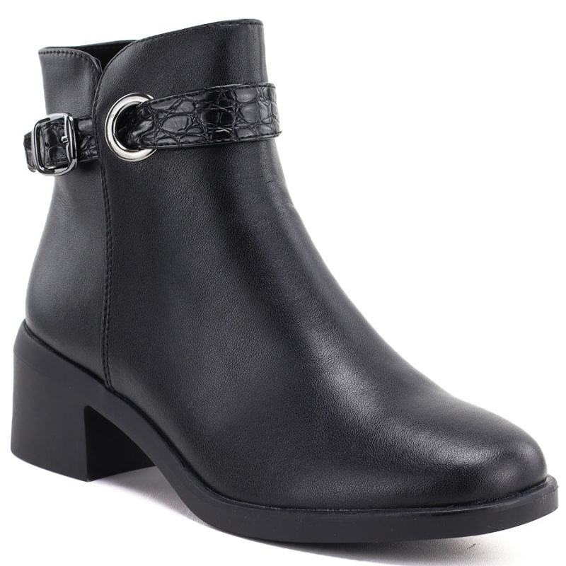 Women's leather ankle boots with insulated sole, black Sergio Leone BT-25-S