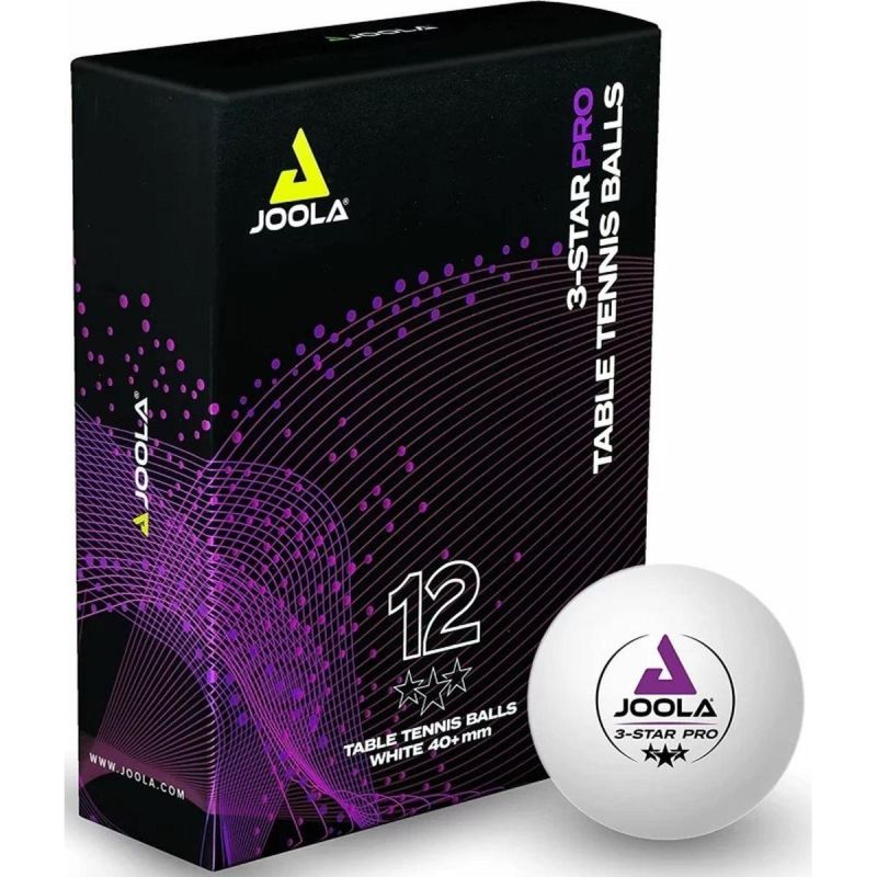 JOOLA PRO 3 STAR TABLE TENNIS BALLS 12 PCS WHITE
