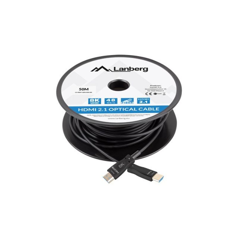 LANBERG HDMI CABLE M/M V2.1 50M 8K OPTICAL AOC CA-HDMI-30FB-0500-BK