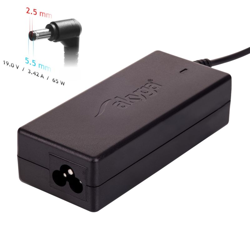 Akyga AK-ND-01 AC Adapter for Acer, Asus, BenQ, DELL, Fujitsu-Siemens, HP, IBM, Lenovo, Toshiba Notebook (19V; 3.42A; 65W; 5.5mm x 2.5mm)