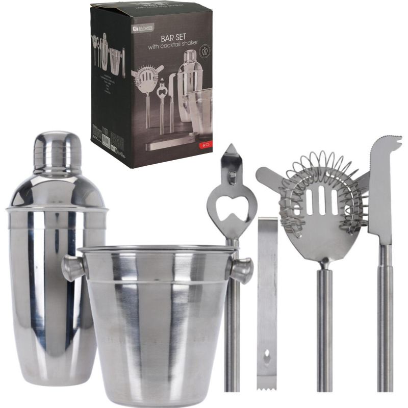 BARTENDER SET 6 PIECES DRINK SHAKER TONGUE