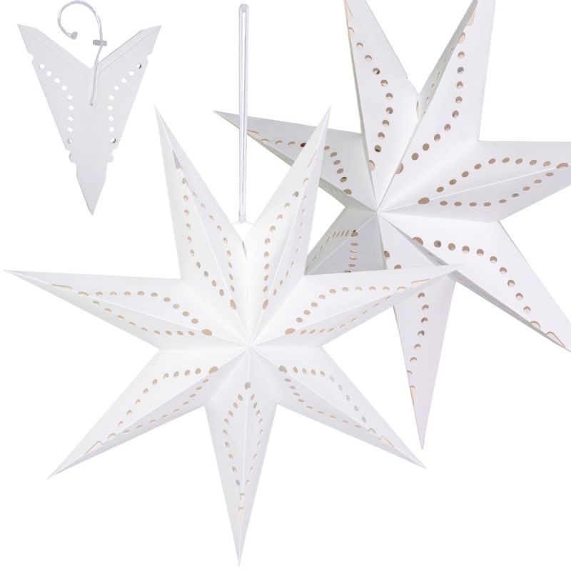 PAPER DECORATION STAR 50CM 7 ARMS WHITE