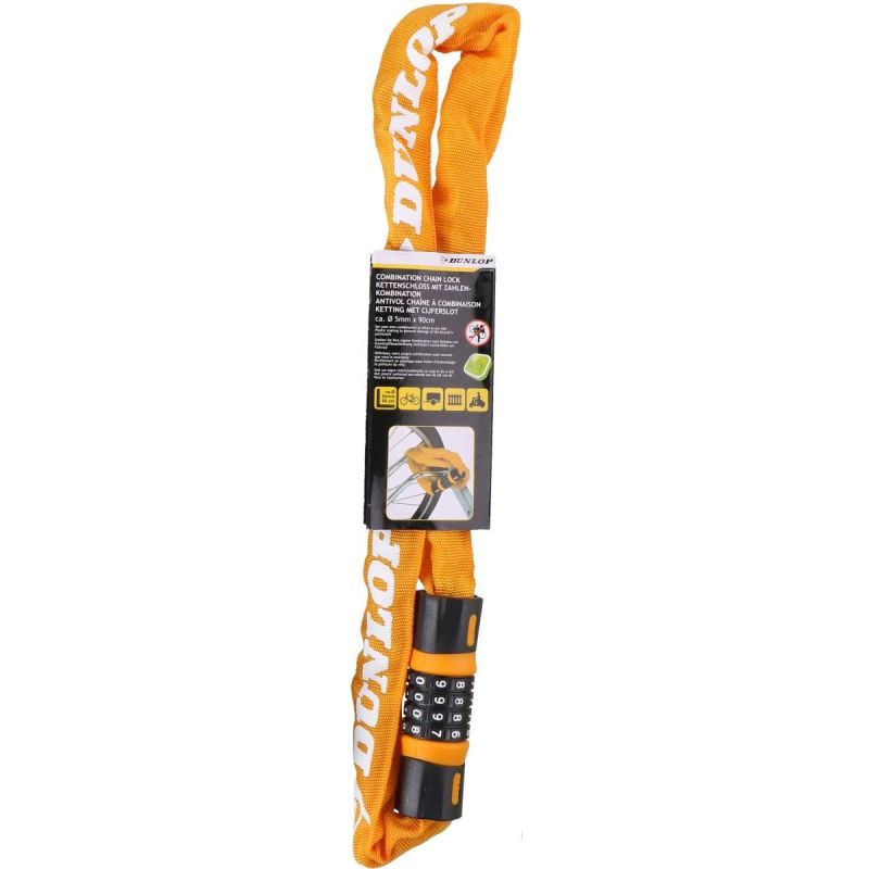 DUNLOP BICYCLE LOCK, CHAIN, COMBINATION, 90 CM, ORANGE
