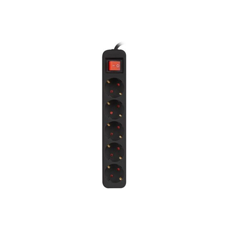 LANBERG Power Strip 1.5 m, 5 x 230 V SCHUKO with Switch, Pure Copper Cable, Black