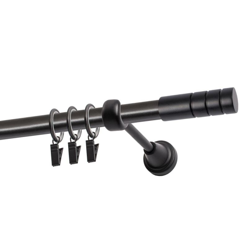 SINGLE CURTAIN POLE Ø 19 MM BLACK 200 CM TECHNO WITH RINGS KOWALSKI