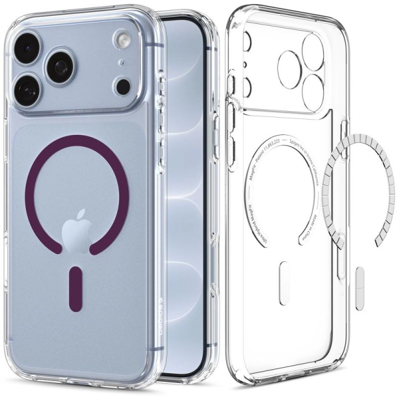 Spigen Ultra Hybrid Mag MagSafe Case for iPhone 18 Pro / 17 Pro – Clear Burgundy