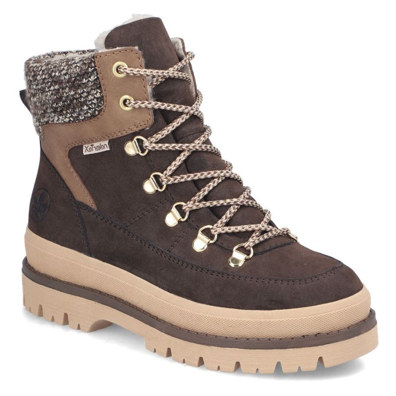 Waterproof Women’s Brown Platform Hiking Boots Rieker Y6210-25