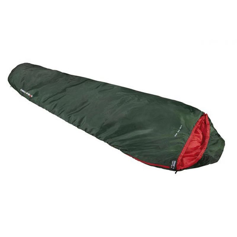 High Peak Lite Pak 1200 Mummy Sleeping Bag, Polyester, Green, Red