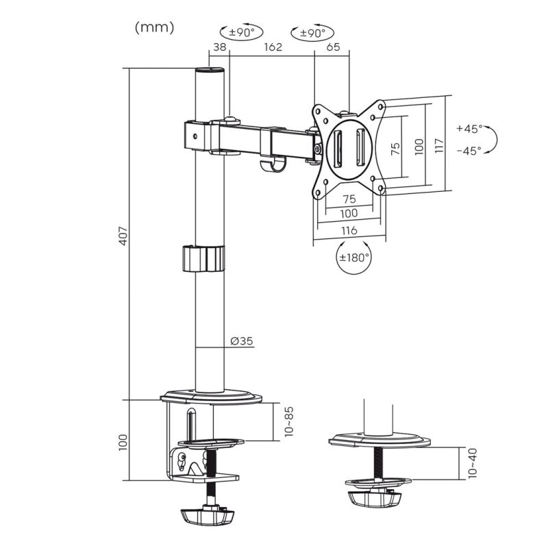 MACLEAN DESK MOUNT FOR LCD MONITOR MC-572N