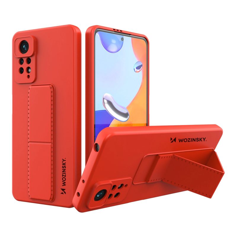 Wozinsky Kickstand Case silicone case with stand Xiaomi Redmi Note 11 Pro red