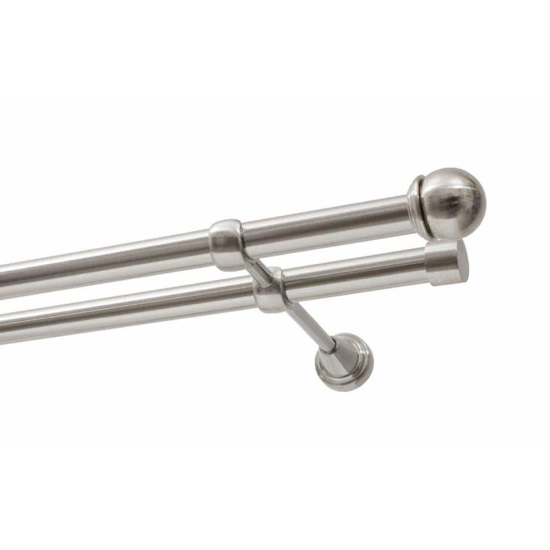 Double Curtain Rod Ø 19 mm in Stainless Steel Effect, 320 cm, Finial MAX KOWALSKI