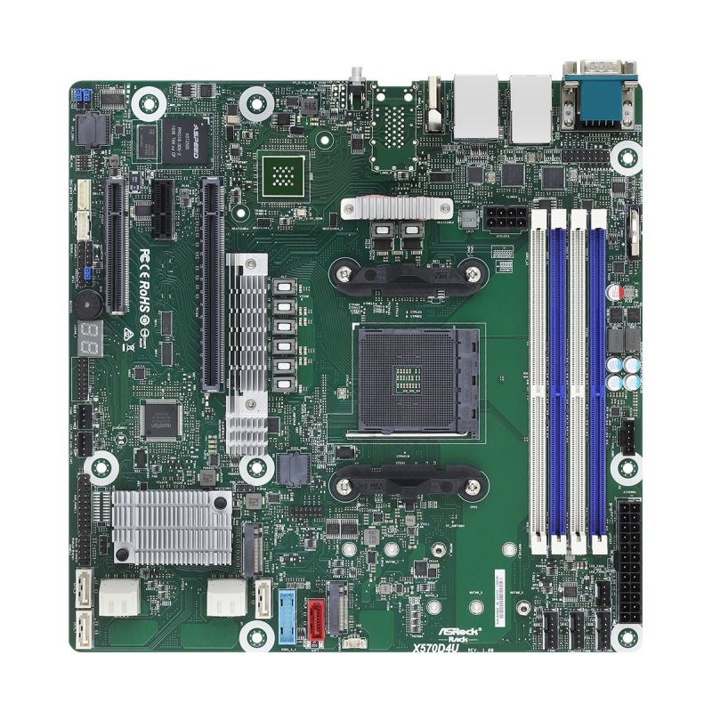 ASRock X570D4U motherboard 1x AM4 AMD Ryzen X570 (SATA, 2xM.2, 2xGbE, IPMI)