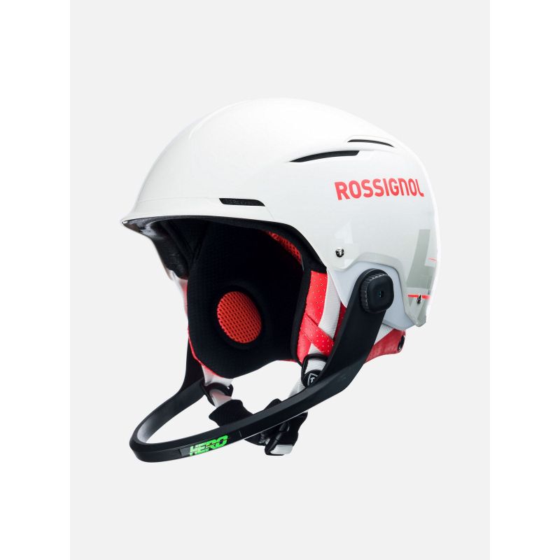 ROSSIGNOL HERO Slalom Impacts Ski Helmet, White, with Chin Guard