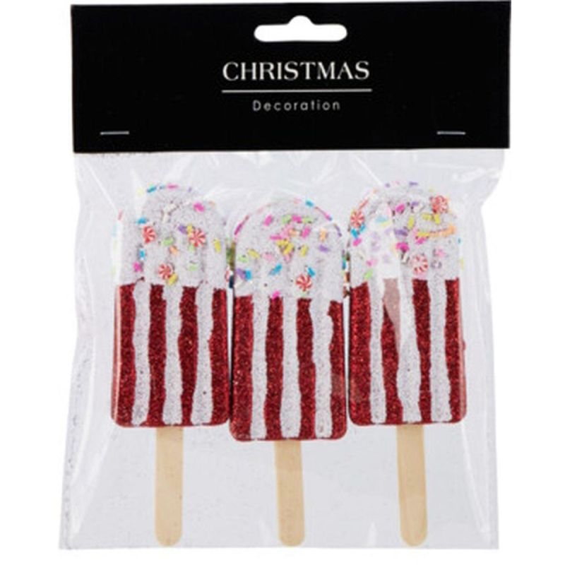 ICE CREAM HANGING DECORATION BALL 3 PCS RED