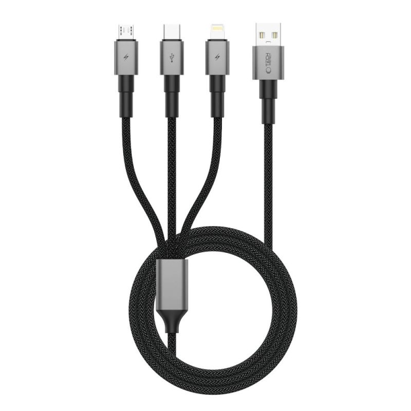 Tech-Protect UltraBoost DNA 3in1 USB-C / Micro-USB / Lightning cable 120 cm - gray