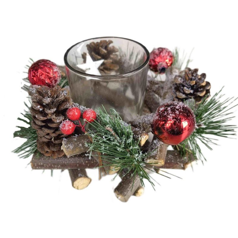 DECORATIVE CANDLESTICK 16x9CM WOOD