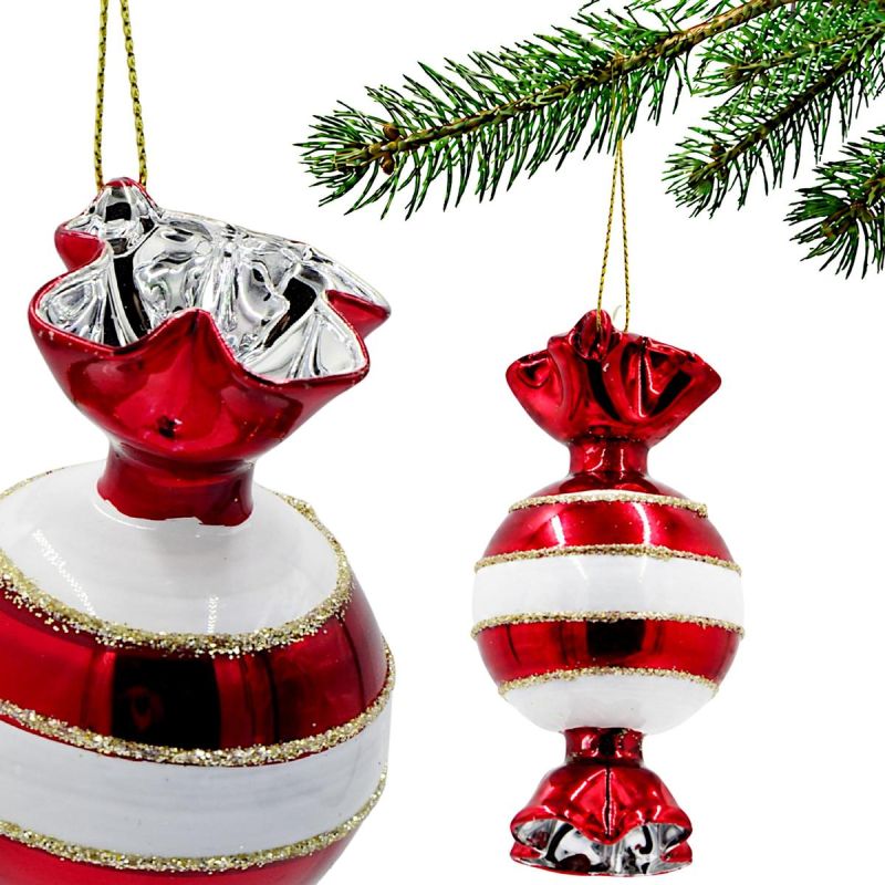 GLASS CANDY BALL FORM 10CM HORIZONTAL STRIPES