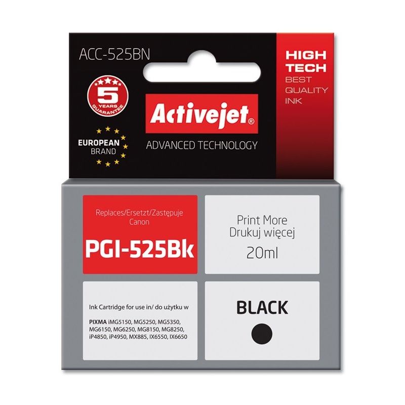 Activejet ACC-525BN Ink (replaces Canon PGI-525PGBK; Supreme; 20 ml; black)