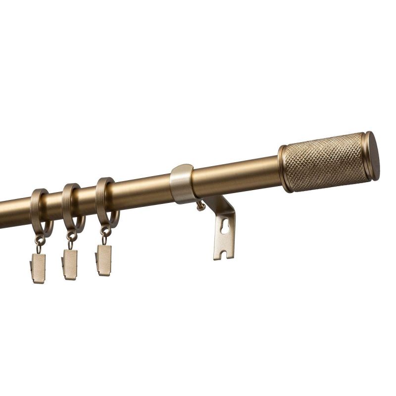 Extendable Single Curtain Rod Ø 19 mm GAMA Gold 140–220 cm with Rings KOWALSKI