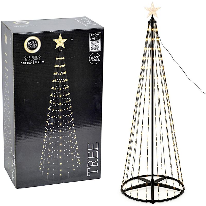 DECORATIVE CHRISTMAS TREE 370LED SUPER WARM WHITE 210CM BLACK