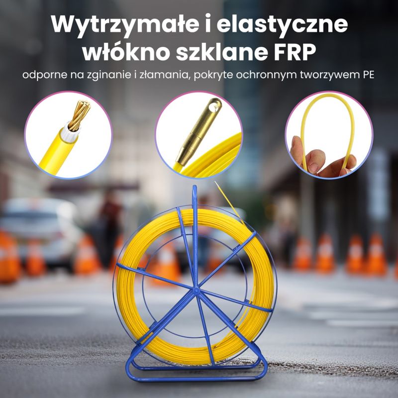 Extralink Pilot 8mm 75m | Pilot cable puller | FRP fiberglass, 8mm dia, 75m long, yellow (EX.30899)