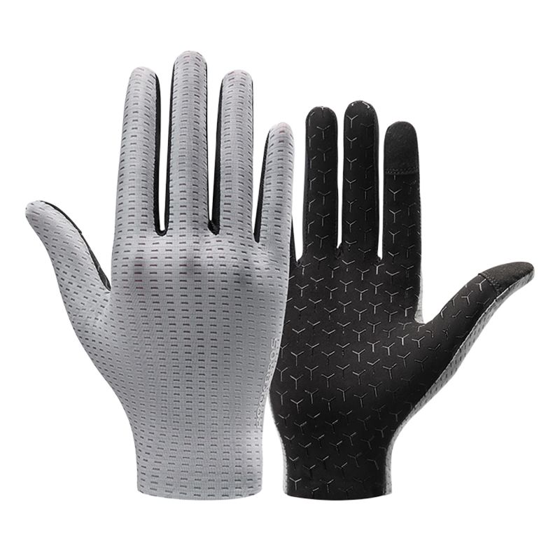 Rockbros Breathable Full Finger Cycling Gloves, Size: XL - Gray