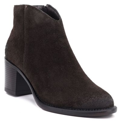 Cambell Stivali leather ankle with block heel, suede, chocolate, Cambell