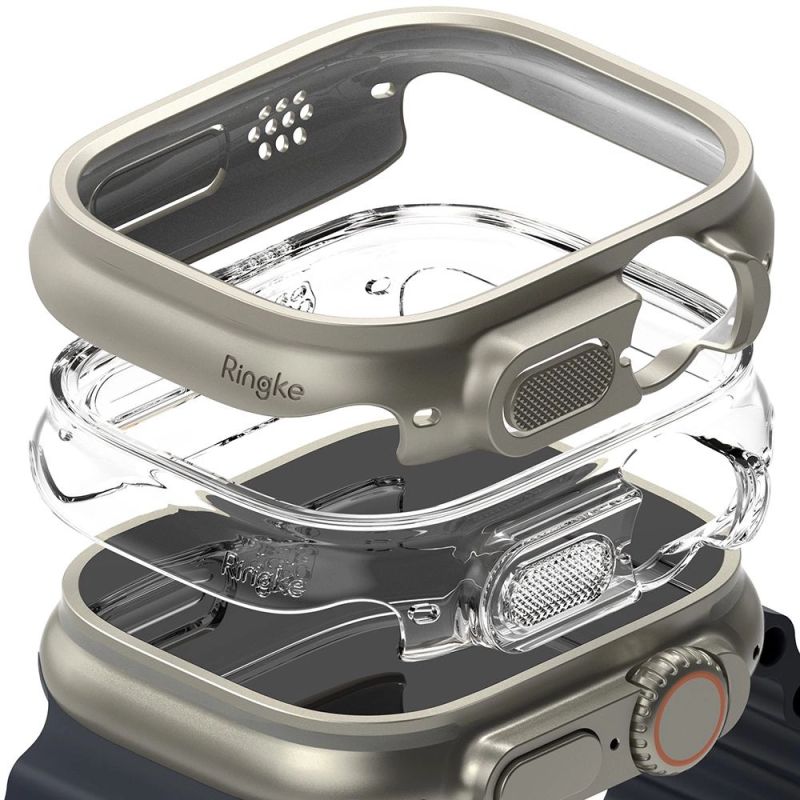 Ringke Slim 2-pack Case for Apple Watch Ultra 1/2 (49mm) - Clear & Titanium