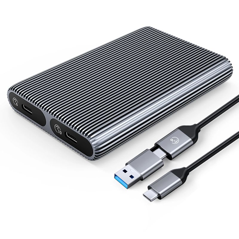 Orico AM2C3-2SN Dual Drive Enclosure for Two M.2 SATA+NVMe Drives, USB-C 3.2, 6Gb/s / 10Gb/s – Grey