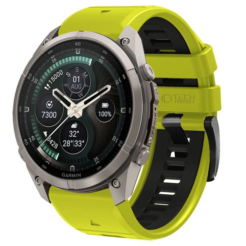 Tech-Protect Iconband Pro Strap for Garmin Fenix 5X / 5X Plus / 6X / 6X Pro / 7X / 8 / 8 Pro / 9 / 9 Pro (47 mm) – lime green-black