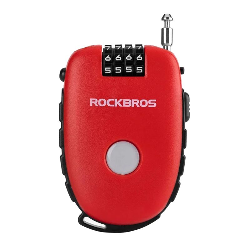 Rockbros 32420981001 Bike Lock with Retractable Cable – Red