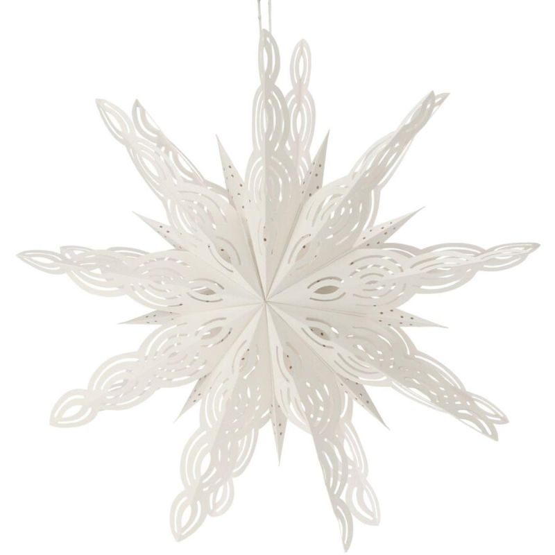 HANGING PAPER DECORATIVE SNOWFLAKE STAR 75 CM WHITE, 9-POINTED