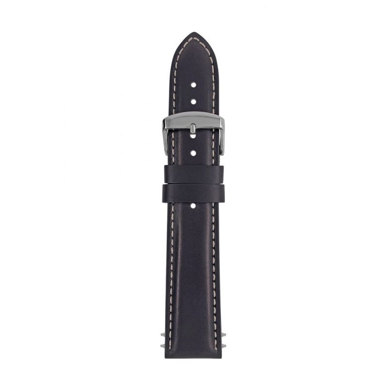 Zeppelin black leather strap, 22 mm