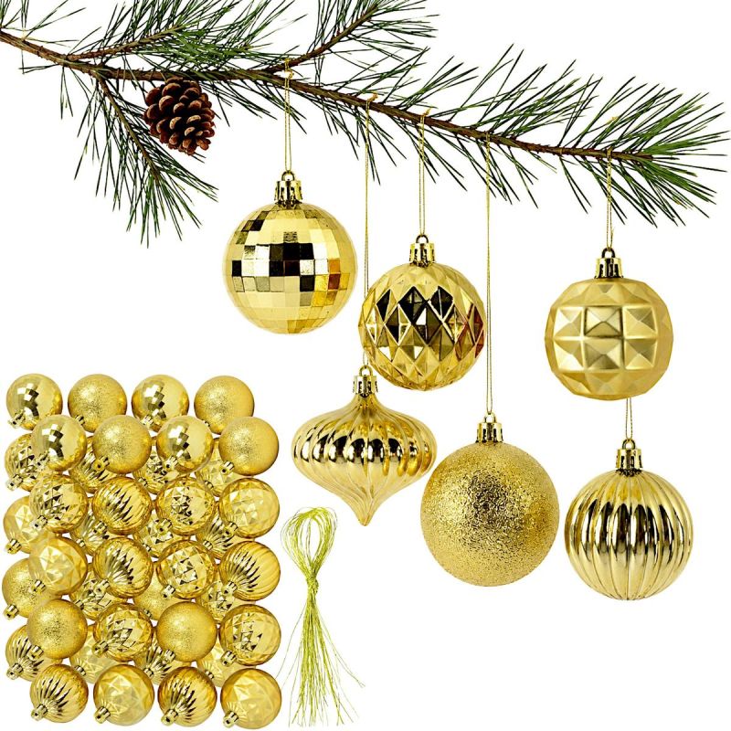 DECORATIVE PLASTIC BAUBLE SAFE 40 PCS diameter 6 cm GOLD MICA