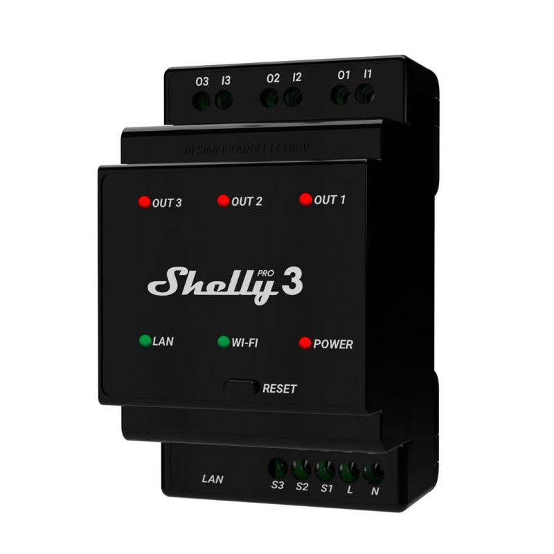 Shelly "Pro 3" Smart Switch WLAN & LAN Switching Drive 3 x 16 A